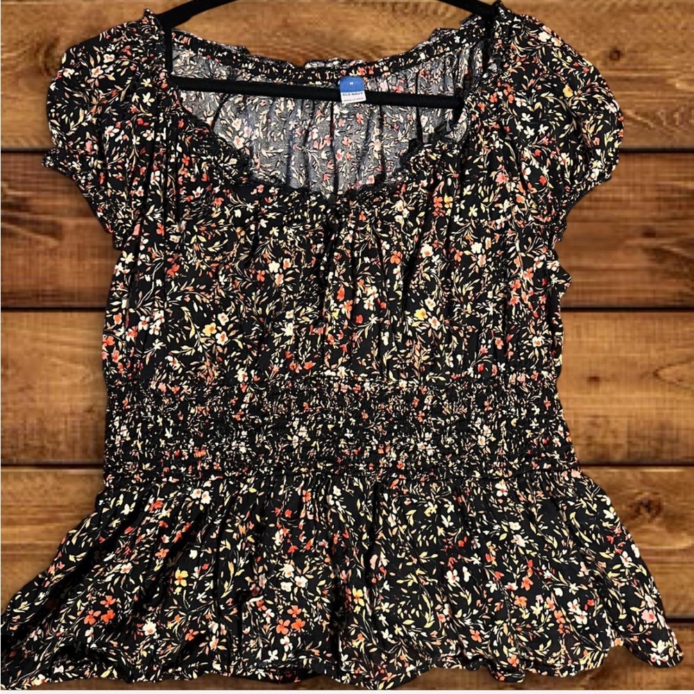 Old Navy Black Floral Blouse